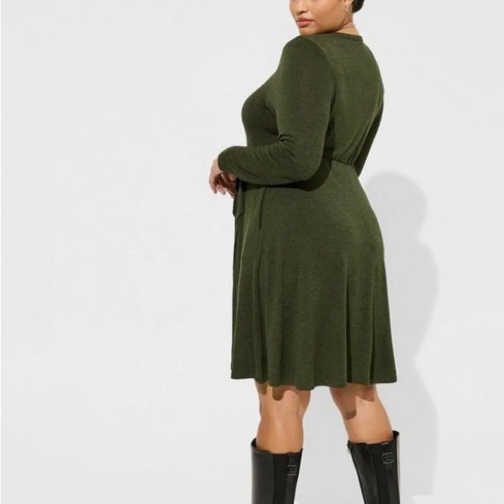 At The Knee Hacci Faux Wrap Dress 0X